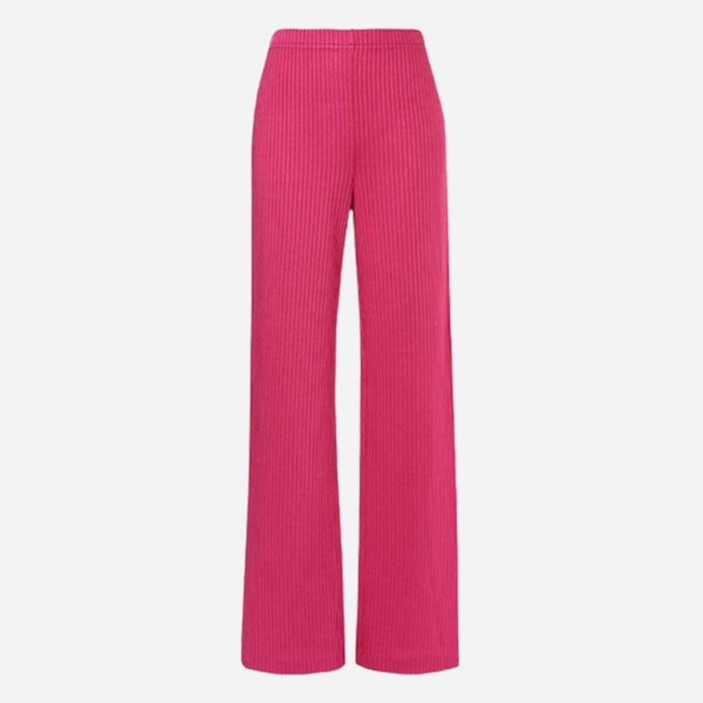 ST. JOHN Cherry Ribbed Wide-Leg Pants NWT